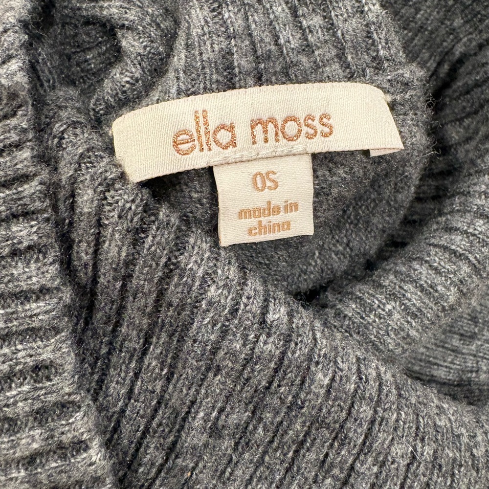 ELLA MOSS Fringed Poncho Sweater Nylon/Wool Gray OS - Picture 6 of 7